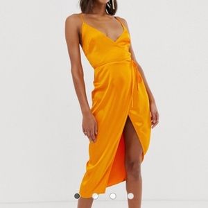 ASOS DESIGN cami midi wrap dress in satin